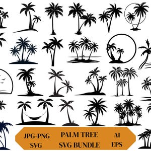 Palm Tree SVG Bundle,Palm Tree Silhouette,Clipart,Beach Life Svg,Summer PNG Cut Files for Cricut,Laser and Sublimation,Ai,Digital Download.