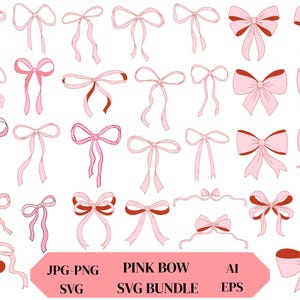 Ribbon Bow SVG Bundle,Pink Coquette Bow,Hair Bow Svg,Girlie Pink Ribbon Svg,Bow Tie Png, Coquette Clip Art, Commercial Use,Instant Download.