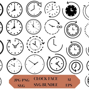 Paquete SVG de esferas de reloj, paquete de diseño de esferas de reloj modernas, reloj con números romanos, archivo de diseño de esfera circular, archivo de corte láser Cricut, descarga instantánea