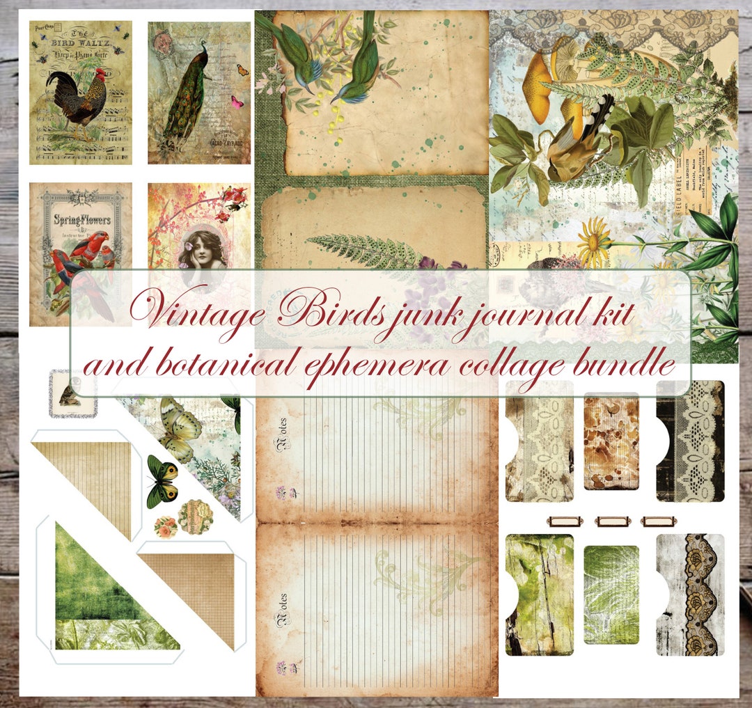 Vintage Birds Botanical Ephemera Romantic Victorian Style Junk Journal ...