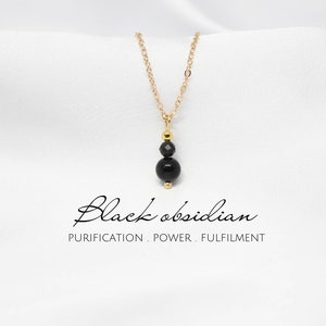 Black obsidian necklace for women Black obsidian jewelry Crystal necklace Protection stone necklace Obsidian jewelry Obsidian pendant