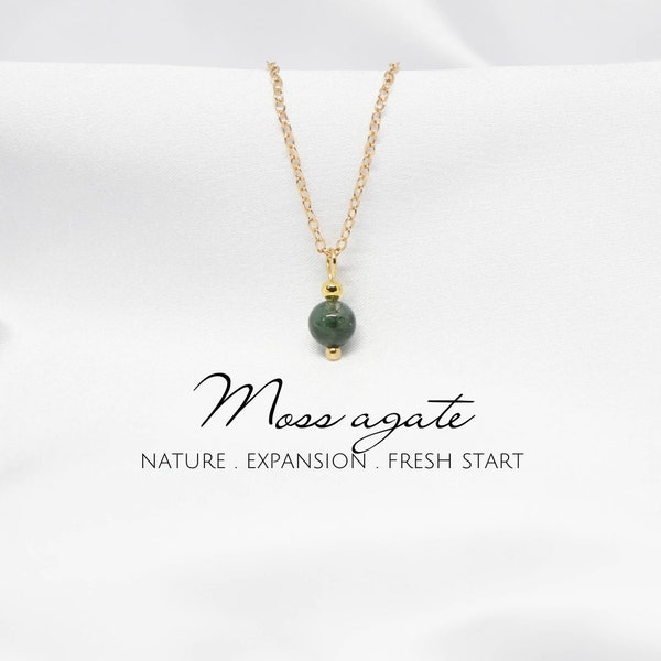 Collier simple et délicat en agate mousse Bijoux en agate mousse Bijoux en agate mousse Pendentif en agate mousse Collier en cristal Collier en pierre naturelle verte