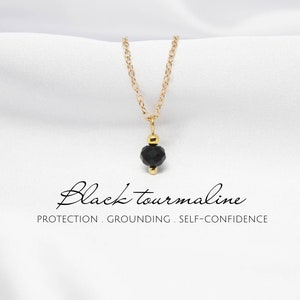 Faceted black tourmaline necklace Black tourmaline jewelry Dainty crystal necklace for women Handmade jewelry Black tourmaline jewelry