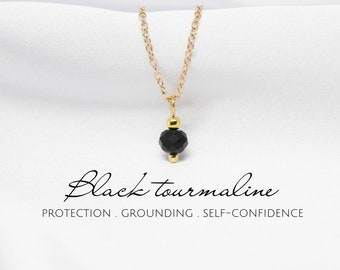 Faceted black tourmaline necklace Black tourmaline jewelry Dainty crystal necklace for women Handmade jewelry Black tourmaline jewelry