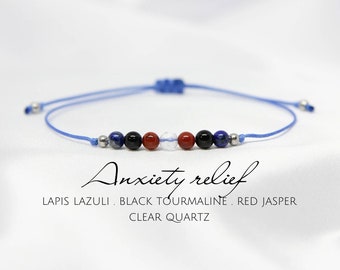 Anxiety relief bracelet Healing crystal bracelet Anxiety jewelry Adjustable bracelet Gemstone bracelet Hippie jewelry Stress relief gift