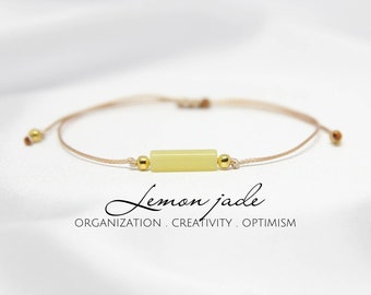 Lemon jade tube bracelet Crystal bracelet Yellow jade bracelet Boyfriend gift Summer adjustable bracelet