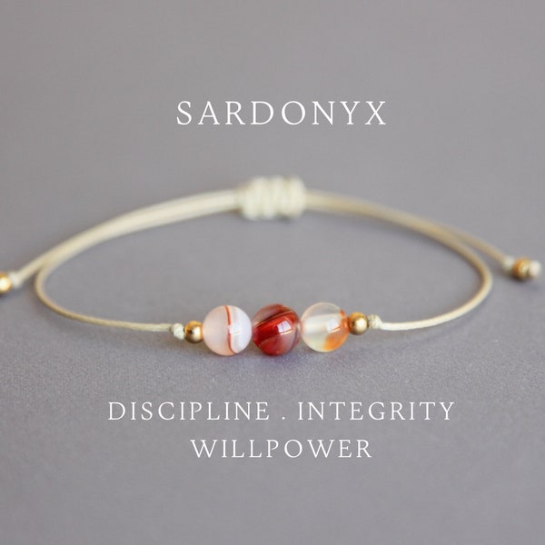 Sardonyx bracelet Sardonyx jewelry Healing bracelet Sardonyx stone Bracelets for women Mothers Day gift Protection Willpower Luck Perception
