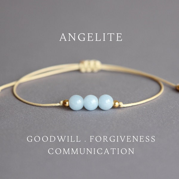 Angelite bracelet Angelite crystal Angelite quartz Angelite gemstone Universal awareness bracelet Spiritual inspiration Peace Communication