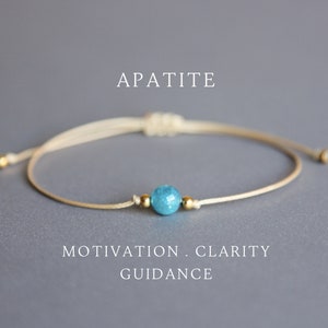 Blue apatite bracelet Yoga gifts Bracelets for women Unique Valentines Day gift for her Apatite jewelry Healing bracelet Gift for boyfriend