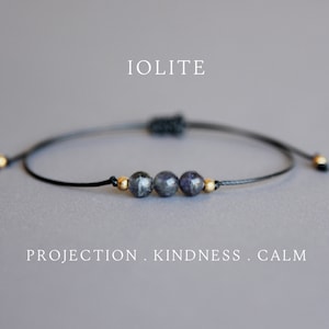 Iolite bracelet Iolite beads bracelet Iolite stone Iolite jewelry Delicate crystal bracelet String bracelets for women Cordierite bracelet