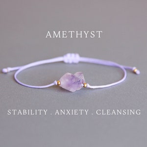 Raw amethyst bracelet Raw crystal bracelet Amethyst raw stone jewelry Lavender amethyst Raw gemstone jewelry February birthstone jewelry