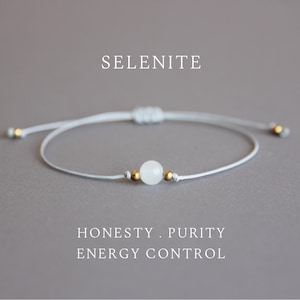 Selenite bracelet Bracelets for women 6mm crystal bracelet Selenite stone bracelet Friendship bracelet Thread bracelet Gemstone bracelet