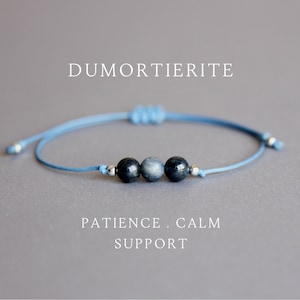Dumortierite bracelet Dumortierite jewelry Dumortierite quartz Healing crystal bracelet for women Self discipline Control Courage Creativity