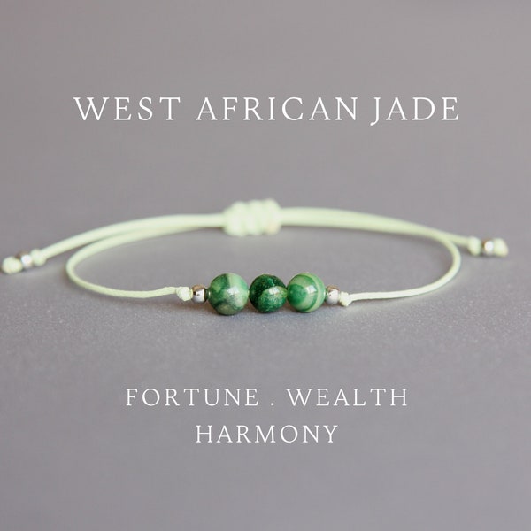 Bracelet en jade d'Afrique de l'Ouest Bracelet en jade vert Bijoux en jadéite verte Bracelet néphrite Bracelet homme Bracelets ficelle pour femme Cadeau pour elle