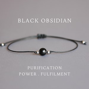 Black obsidian bracelet Mens bracelet Valentines Day gift for boyfriend Bracelets for women Obsidian jewelry Third eye chakra Small men gift