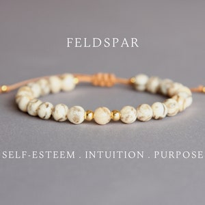 Feldspar bracelet Crystal bracelet for woman Feldspar jewelry Retirement gifts for women Adjustable string bracelet Mens beaded bracelet