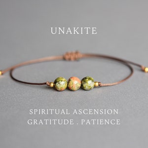 Pulsera unakite Jasper joyería unakite Pulsera de cristal curativo Pulsera de crecimiento espiritual Curación del dolor emocional Regalo de embarazo saludable