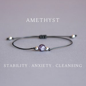 Amethyst bracelet Bracelets for women Men bracelet Cute bracelet String bracelet Protection crystal February birthstone jewelry Cousin gifts