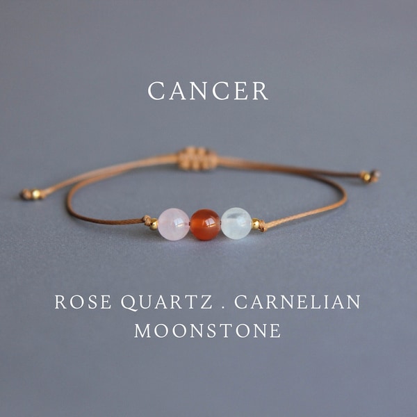 Cancer crystal bracelet July birthstone bracelet Cancer zodiac gifts 18th birthday gift Astrology gifts Zodiac jewelry Cord healing bracelet