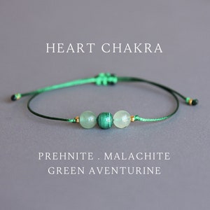 Heart chakra bracelet Healing bracelets for women Anahata bracelet Thread crystal bracelet Chakra balancing Chakra jewelry Love bracelet