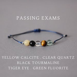 Passing exams and tests bracelet College student gift Back to school bracelet Nursing student gift Concentration Focus Calm Luck Success