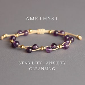 Amethyst bracelet Beaded bracelets for women Amethyst jewelry Best friend gift February birthstone bracelet Pisces gifts Gemstone bracelet