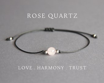 Rose quartz bracelet Rose quartz mala String bracelets for women Rose quartz jewelry Stackable gemstone bracelet Retirement gifts for women