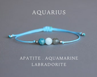 Aquarius crystal bracelet Zodiac bracelet Aquarius birthday gifts Aquarius jewelry Zodiac gifts February birthstone bracelet Zodiac jewelry