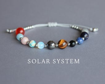 Solar system bracelet Celestial jewelry Galaxy jewelry Astronomy gifts Science jewelry Crystal planets bracelet Cute space jewelry Universe