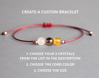 Design your bracelet - 3 crystals bracelet Personalized bridesmaid gifts Custom bracelet Personalized bracelet Custom birthday gift for her