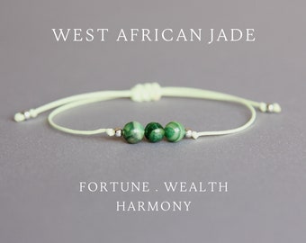 Pulsera de jade de África Occidental Pulsera de jade verde Joyería de jadeíta verde Pulsera de nefrita Pulsera para hombre Pulseras de cuerda para mujeres Regalo para ella