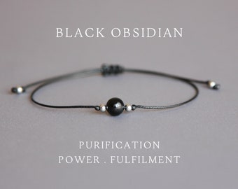 Bracelet en obsidienne noire pour homme, cadeau Saint Valentin pour petit ami, bracelets pour femme, bijoux en obsidienne, chakra du troisième oeil, cadeau pour petit homme