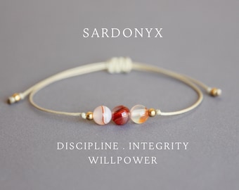 Sardonyx bracelet Sardonyx jewelry Healing bracelet Sardonyx stone Bracelets for women Mothers Day gift Protection Willpower Luck Perception