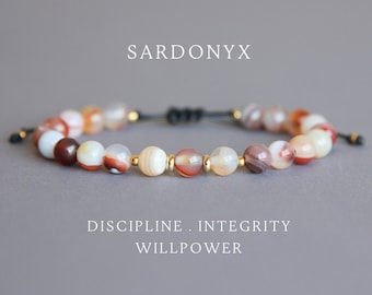 Sardonyx bracelet Sardonyx jewelry Sardonyx stone bracelet Red sardonyx mala bracelet String sardonyx mens bracelet Healing crystal bracelet