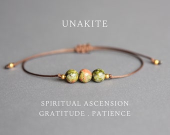 Pulsera unakite Jasper joyería unakite Pulsera de cristal curativo Pulsera de crecimiento espiritual Curación del dolor emocional Regalo de embarazo saludable