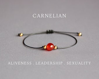 Pulsera Carnelian Joyería Carnelian Pulseras de cristal para mujeres Joyas de piedra de nacimiento de junio Pulsera de amistad Vitalidad Creatividad Conexión a tierra