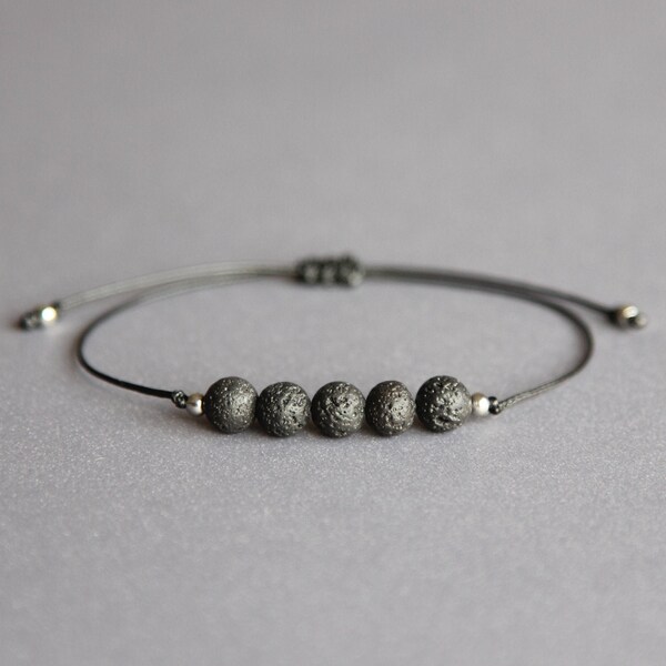 Black lava bead bracelet Beaded mens bracelet Aromatherapy bracelet Essential oil diffuser bracelet Lava rock bracelet Lava stone bracelet