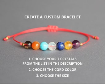 Design your bracelet - 7 crystals bracelet Personalized bracelets Personalized jewelry Custom bracelet Custom gemstone bracelet Custom gifts