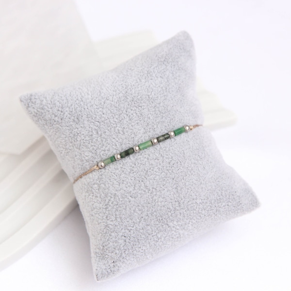 Bracelet en jade vert, bracelet en perles de cristal, joli cordon hippie, bracelet réglable en fil de pierres précieuses délicat, bracelet bohème pour femme