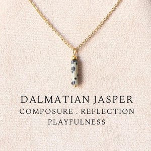 Dalmatian jasper tube necklace Dainty crystal necklace Dalmatian jasper jewelry 30th birthday gift for women Handmade jewelry