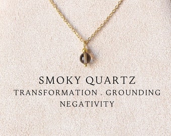 Smoky quartz necklace Smoky quartz jewelry Crystal necklace Drop dainty necklace Gold necklace for women silver