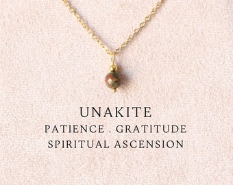 Unakite necklace Unakite pendant Unakite jewelry necklace for women Unakite jasper necklace for mom Unakite jewelry Unakite crystal necklace