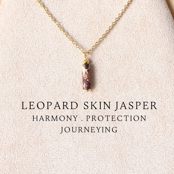 Leopard skin jasper necklace Crystal necklace Jasper jewelry Stocking stuffers for women