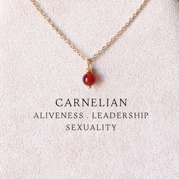 6mm Carnelian necklace Carnelian jewelry Drop necklace Dainty necklace Crystal necklaces for women Mothers Day gift for her