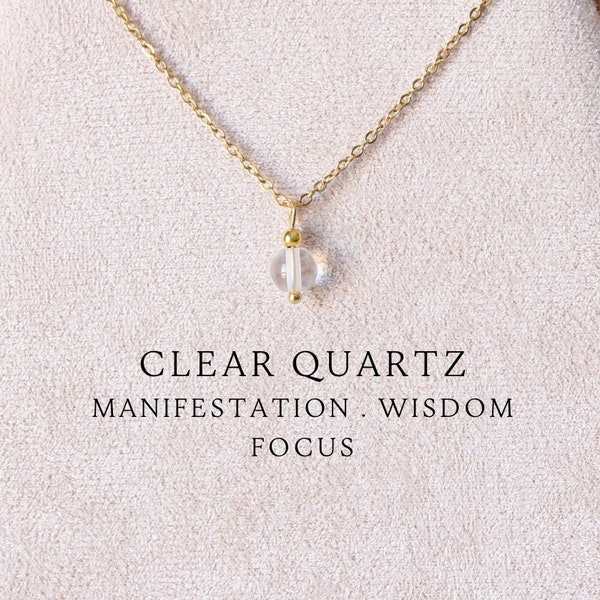 6mm Clear quartz necklace for women Quartz pendant Crystal necklace Clear quartz jewelry Healing gemstone necklace April birthstone necklace