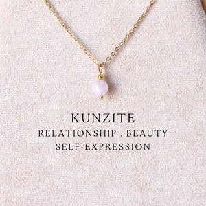 Kunzite crystal necklace Kunzite jewelry Kunzite pendant Cute kunzite drop necklace Kunzite necklace for women 40th birthday gift for women image 1