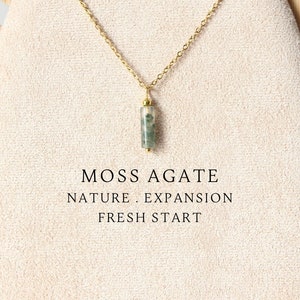 Moss agate necklace Moss agate jewelry Moss agate pendant Crystal necklace Virgo necklace 45th birthday gift for women image 1