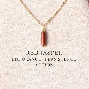 Red jasper tube necklace Crystal necklace Red jasper jewelry Christmas gifts for daughter