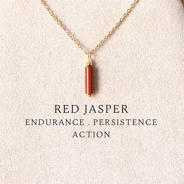 Red jasper tube necklace Crystal necklace Red jasper jewelry Christmas gifts for daughter