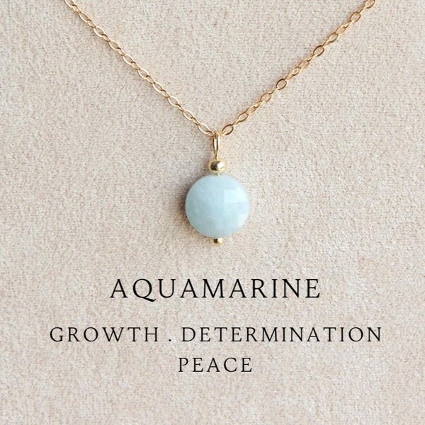 Faceted aquamarine necklace for women Crystal necklace Aquamarine jewelry March birthstone necklace for mom Aquamarine jewelry Drop pendant